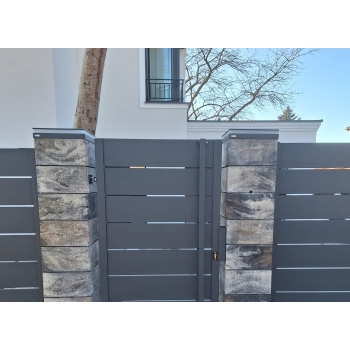 Lampa LED CUBE na bloczek ogrodzenia, bloczek ogrodzeniowy STYROBUD 360x360 mm, 36X36, ANTRACYT